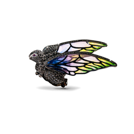 One of a Kind Bunny Brooch with Wings