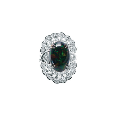 Black Opal and Diamond Cocktail Ring