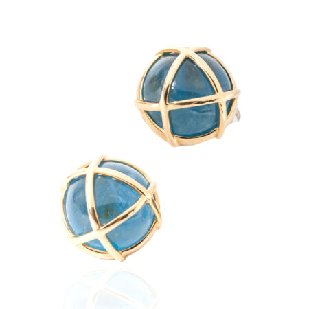 Aquamarine and Gold Caged Earclips