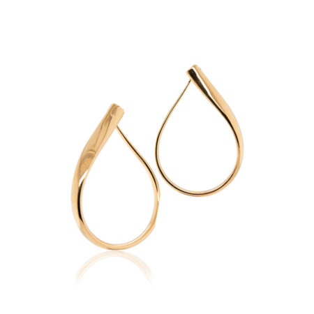 Yellow Gold Tear Drop Hoop Earrings