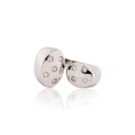 White Gold and Diamond Trumpet Ring