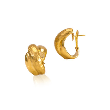 Hammered and Polished Finish Hoop Earrings