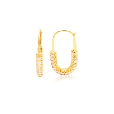 Diamond Safety Pin Earrings