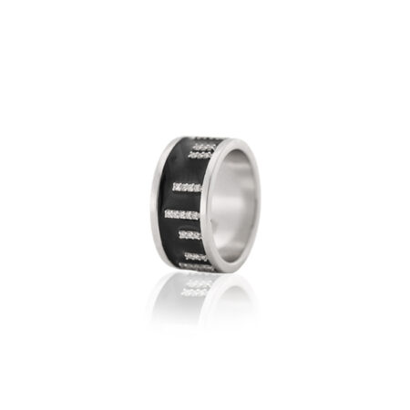 Diamond & Black Enamel Ring