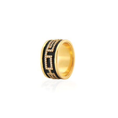 Diamond & Black Enamel Ring