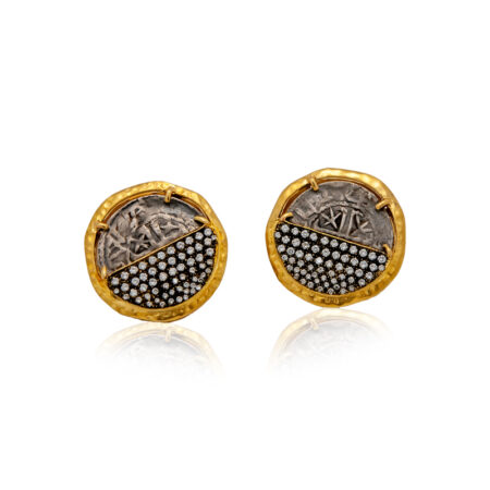 Ancient Coins Diamond Earrings