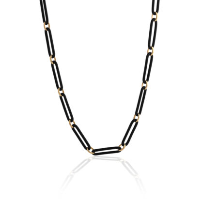Open oval & Paper Clip Gold Necklace