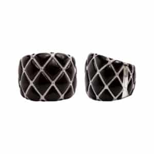 Quilted cuff bracelet with onyx and diamonds