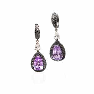 Kunzite and Diamond Drop Earrings
