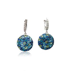 Blue Topaz, Green Tourmaline And Sapphire Firecracker Earrings