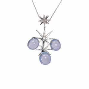 Chalcedony And Diamonds Star Pendant