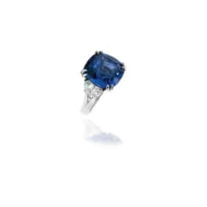 Blue Sapphire and Platinum Cocktail Ring