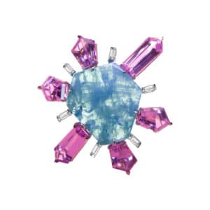 Aquamarine and Kunzite Brooch