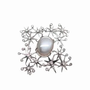 Star Brooch with Cat's Eye Moonstone