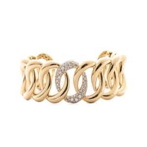 Yellow Gold and Diamonds Oval Link Cuff