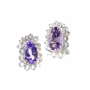 Amethyst and Diamond Cluster Earrings