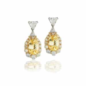 Yellow Sapphire and Diamond Earrings.
