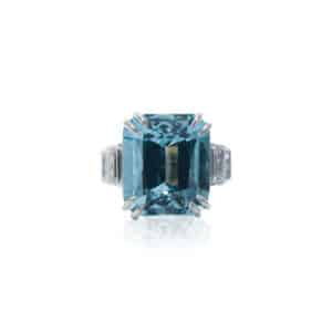 Aquamarine and Diamond Ring