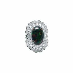 Black Opal and Diamond Cocktail Ring