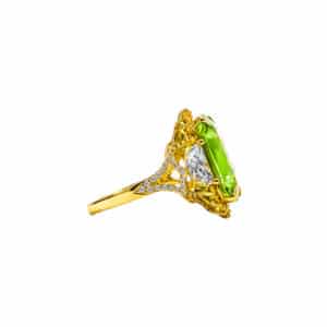 Peridot and Yellow Diamonds Cocktail Ring