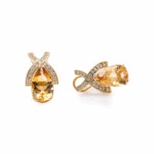 Citrine and Diamond Criss-Cross Earrings