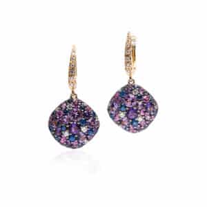 Amethyst, Pink Sapphires and Diamond Firecracker Drop Earrings