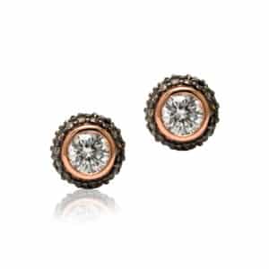 Champagne Pavé Bezel Diamond Studs