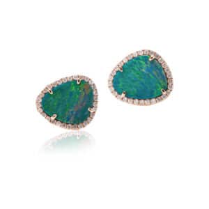 Opal and Diamond Stud Earrings