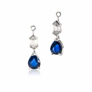 Pear-shaped Blue Sapphire and Diamonds Drop Earring Jackets