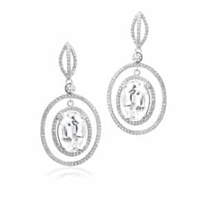 Facetted Clear Topaz and Diamond Ear Pendants