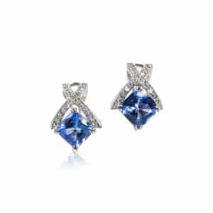 Tanzanite and Diamond Criss Cross Earrings.