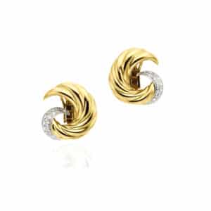 Gold and Diamond "Swirl" Earclips Verdura
