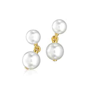 Pearl, Diamond and Gold Drop Earclips