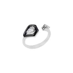 Black Enamel and Diamond Nikos Ring