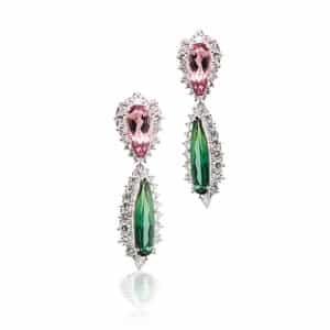 Custom Pink & Green Tourmalines Earrings
