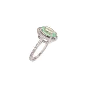 Green Beryl & Diamond Ring