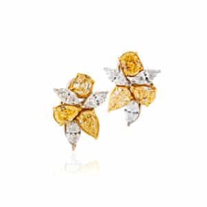 White & Yellow Diamond Earrings
