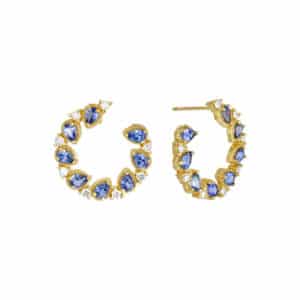Blue Sapphire & Diamond Earrings Tanya Farah