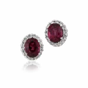 Red Spinel & Diamond Earrings