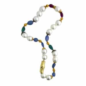 Verdura Pearl and Color Stone Necklace