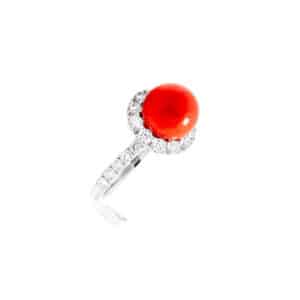 Coral and Diamond Ring