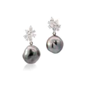 Pearl Stud Earrings With Diamonds
