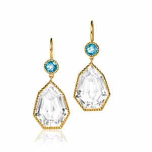 Verdura White Topaz and Blue Topaz BYZANTINE Drop  Earrings