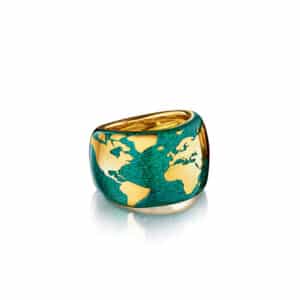 Verdura Gold and Enamel DAY Ring