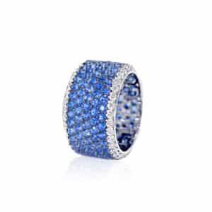 Blue Sapphire and Diamond Eternity Ring