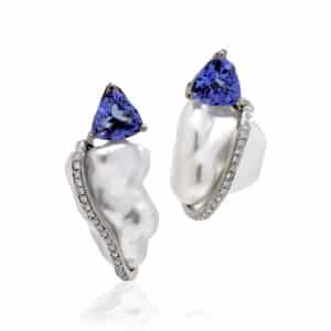 Pearl, Tanzanite and Diamonds Earrings
