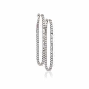 Rectangular diamond hoop earrings